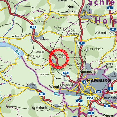 Landkarte Bokholt-Hanredder