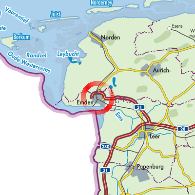 Landkarte Emden