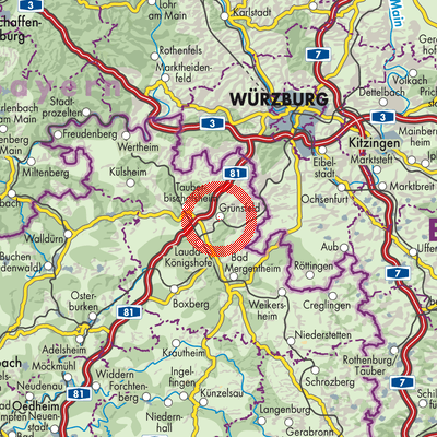 Landkarte Grünsfeld