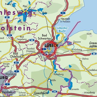 Landkarte Lübeck
