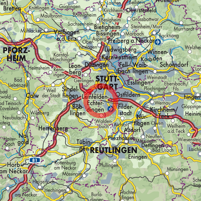 Landkarte Leinfelden-Echterdingen