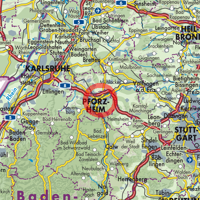 Landkarte Pforzheim