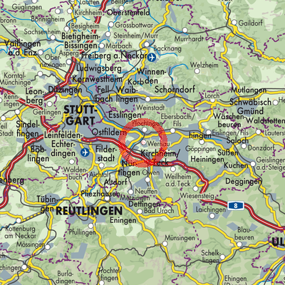 Landkarte Wernau (Neckar)