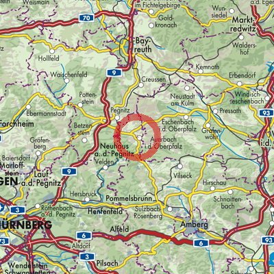Landkarte Auerbach in der Oberpfalz