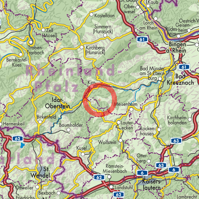 Landkarte Becherbach bei Kirn