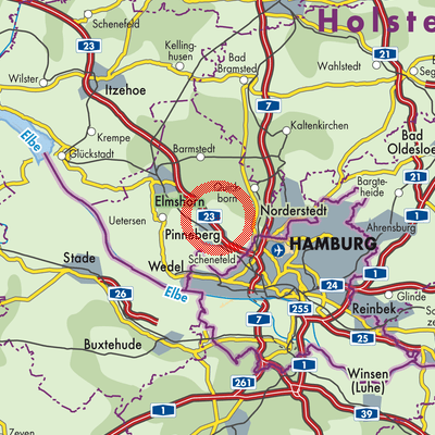 Landkarte Borstel-Hohenraden