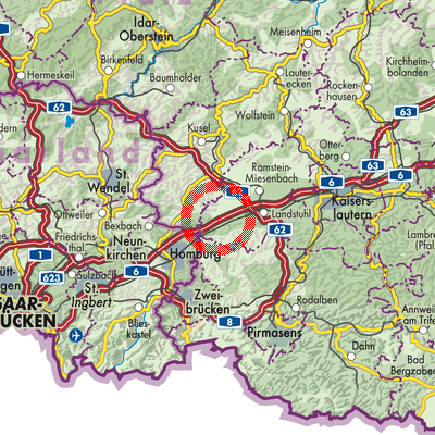 Landkarte Bruchmühlbach-Miesau