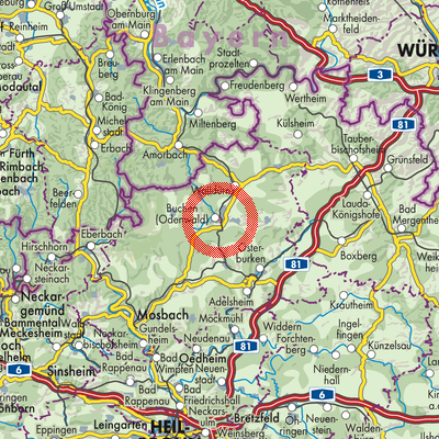 Landkarte Buchen (Odenwald)