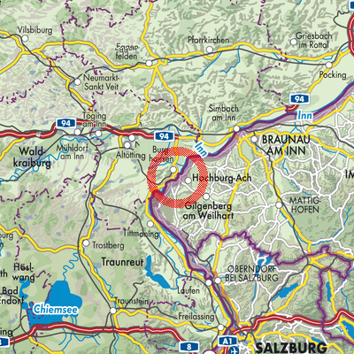Landkarte Burghausen