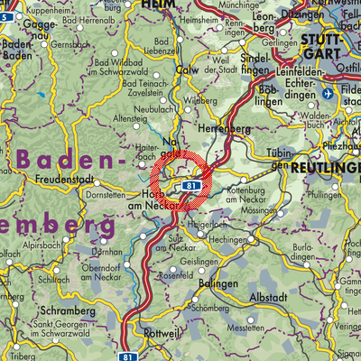 Landkarte Eutingen im Gäu