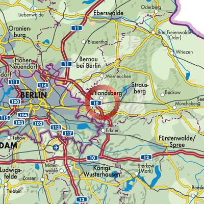 Landkarte Fredersdorf-Vogelsdorf
