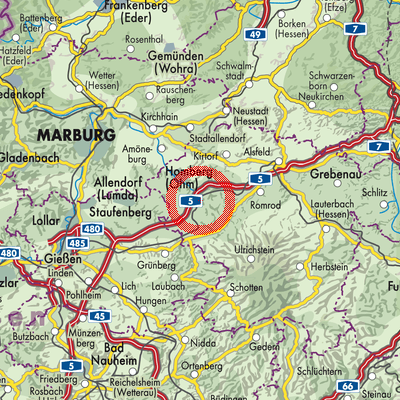 Landkarte Gemünden (Felda)