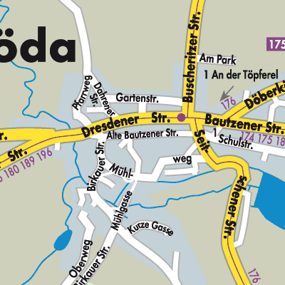 Stadtplan Göda - Hodźij