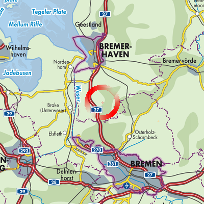 Landkarte Hagen im Bremischen