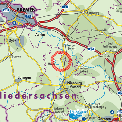 Landkarte Hassel (Weser)