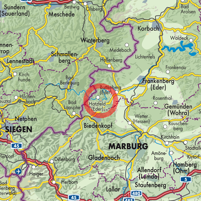 Landkarte Hatzfeld (Eder)