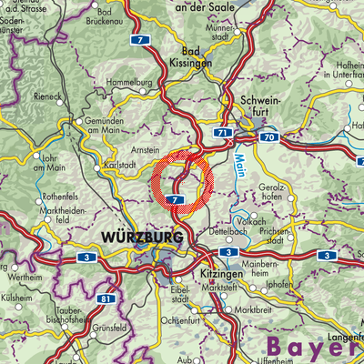 Landkarte Hausen b. Würzburg