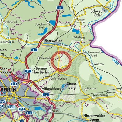 Landkarte Heckelberg-Brunow