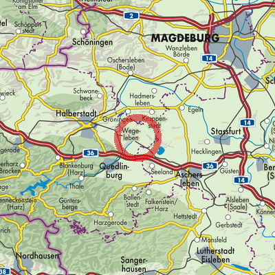 Landkarte Hedersleben