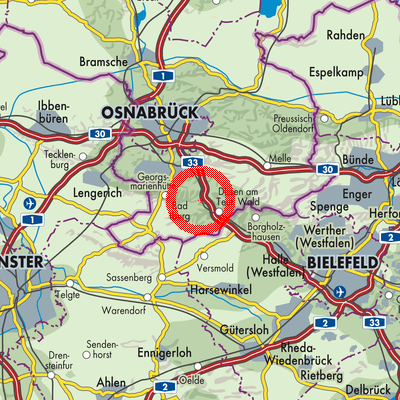 Landkarte Hilter am Teutoburger Wald