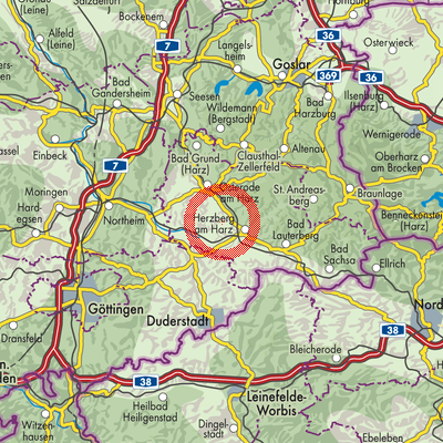 Landkarte Hörden am Harz