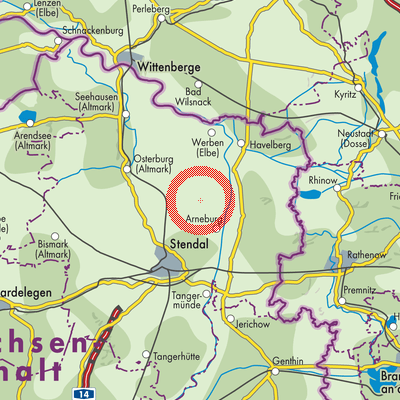 Landkarte Hohenberg-Krusemark