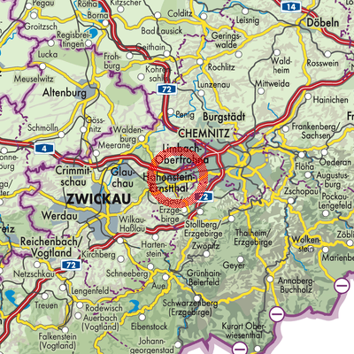 Landkarte Hohenstein-Ernstthal