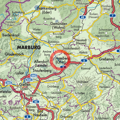 Landkarte Homberg (Ohm)