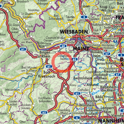 Landkarte Jugenheim in Rheinhessen