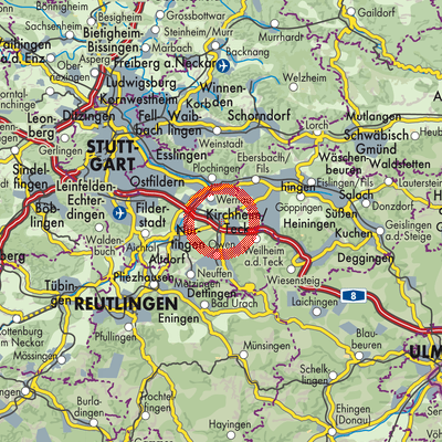 Landkarte Kirchheim unter Teck