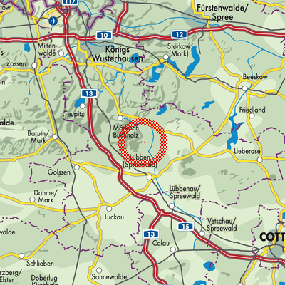 Landkarte Krausnick-Groß Wasserburg
