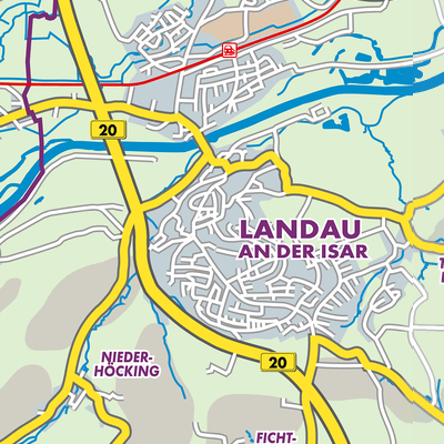 Übersichtsplan Landau an der Isar
