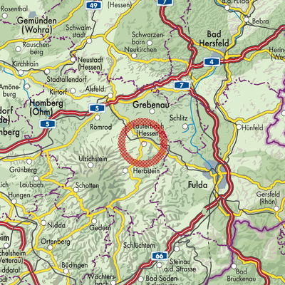 Landkarte Lauterbach (Hessen)