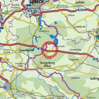 Landkarte Lüttow-Valluhn