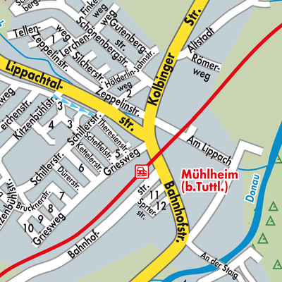 Stadtplan Mühlheim an der Donau