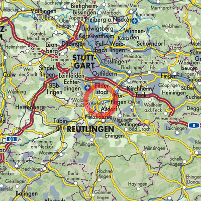 Landkarte Neckartailfingen