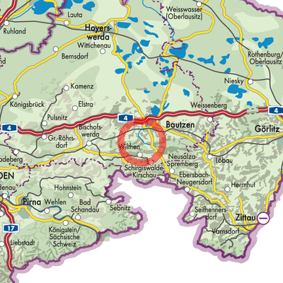 Landkarte Obergurig - Hornja Hórka