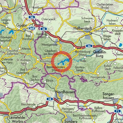 Landkarte Oberharz am Brocken