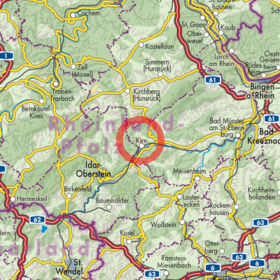 Landkarte Oberhausen bei Kirn