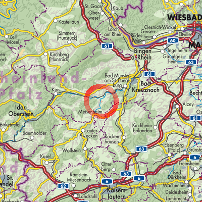 Landkarte Odernheim am Glan