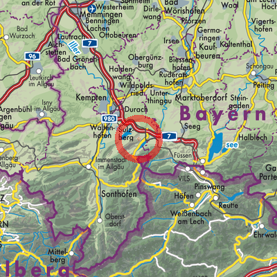 Landkarte Oy-Mittelberg