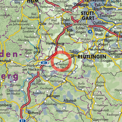 Landkarte Rottenburg am Neckar