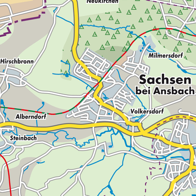 Übersichtsplan Sachsen bei Ansbach