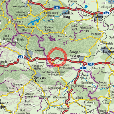 Landkarte Südharz