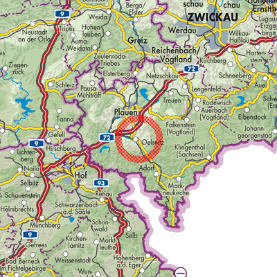 Landkarte Oelsnitz/Vogtland