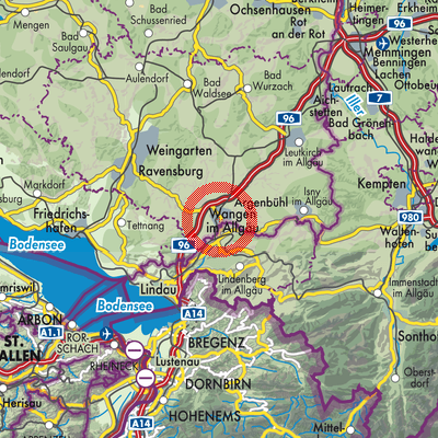 Landkarte Wangen im Allgäu