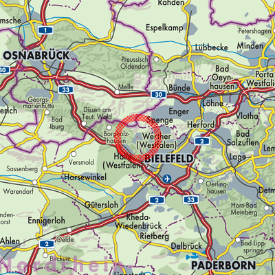 Landkarte Werther (Westf.)