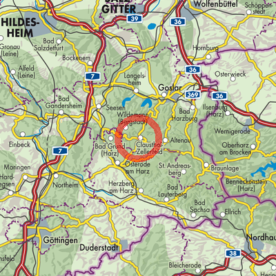 Landkarte Clausthal-Zellerfeld
