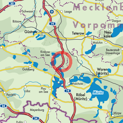 Landkarte Dobbin-Linstow