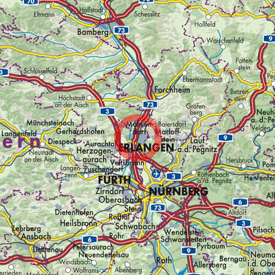 Landkarte Erlangen